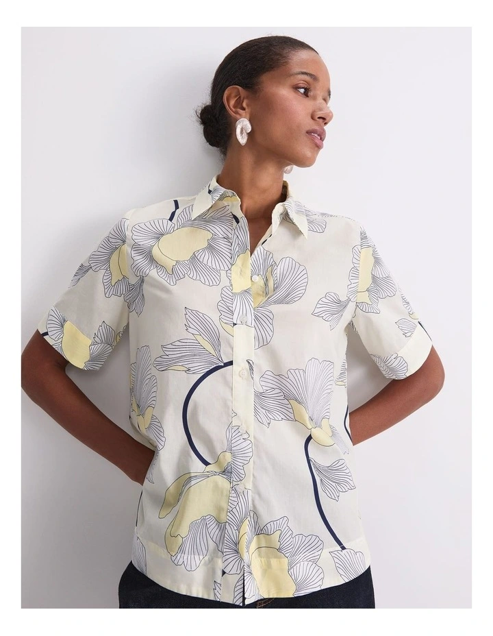 Manon Short Sleeve Lily Voile Shirt in Yellow image 1