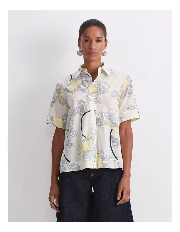 Manon Short Sleeve Lily Voile Shirt in Yellow image 3