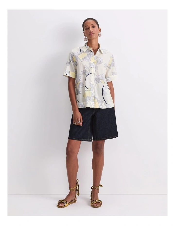 Manon Short Sleeve Lily Voile Shirt in Yellow image 4
