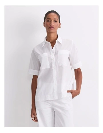 Short Sleeve Lily Voile Shirt in White