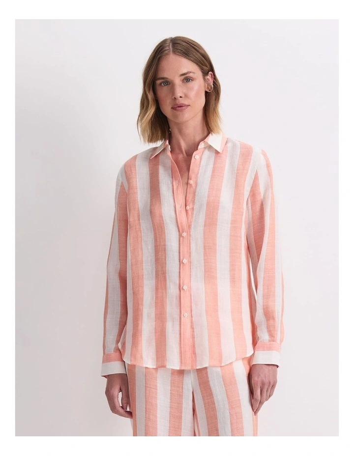 Magnolia Shirt in Orange/White image 1