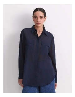 Vivian Pocket Shirt in Blue