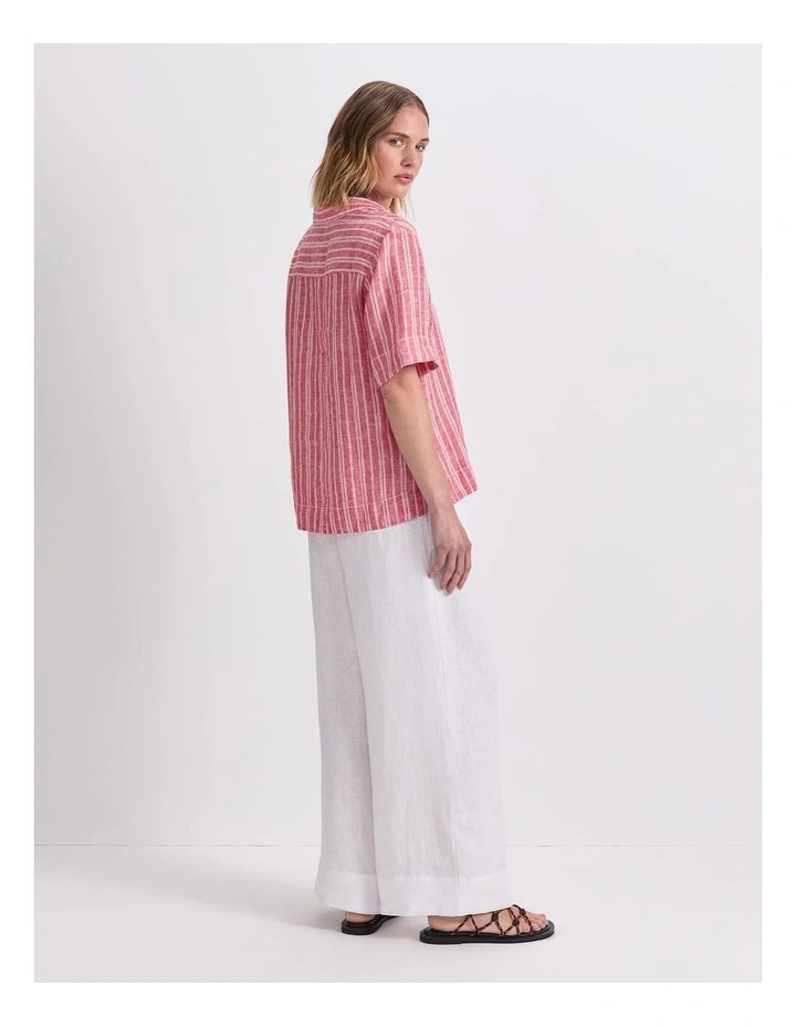 Ashley Linen Popover Shirt in Red/White image 2