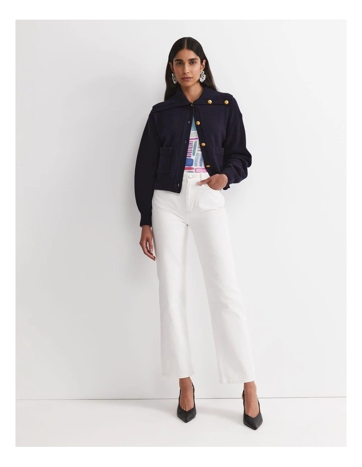 Sunshine Collared Merino Cardigan in Blue image 1