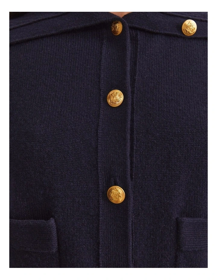 Sunshine Collared Merino Cardigan in Blue image 5