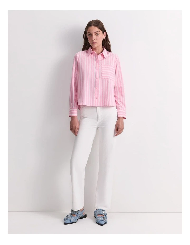 Reina Crop Shirt in Pink image 4