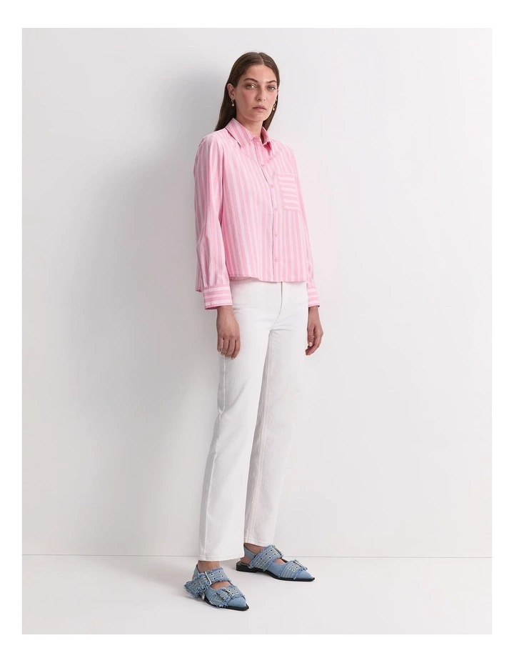 Reina Crop Shirt in Pink image 5