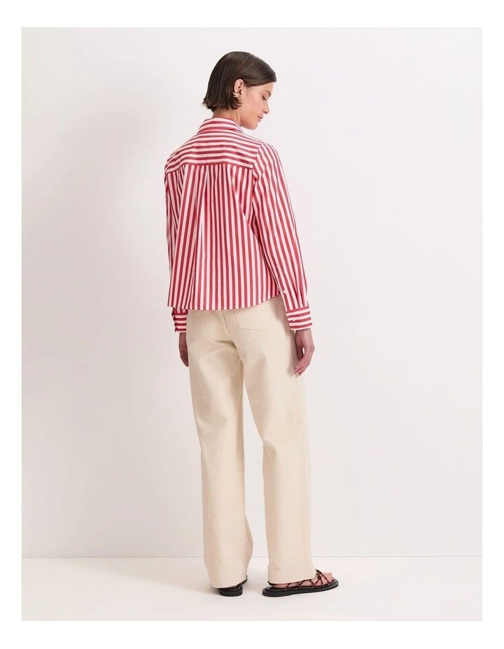 Reina Crop Shirt in White/Red image 2