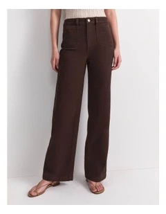 Allegra Patch Pocket Jeans in Brown