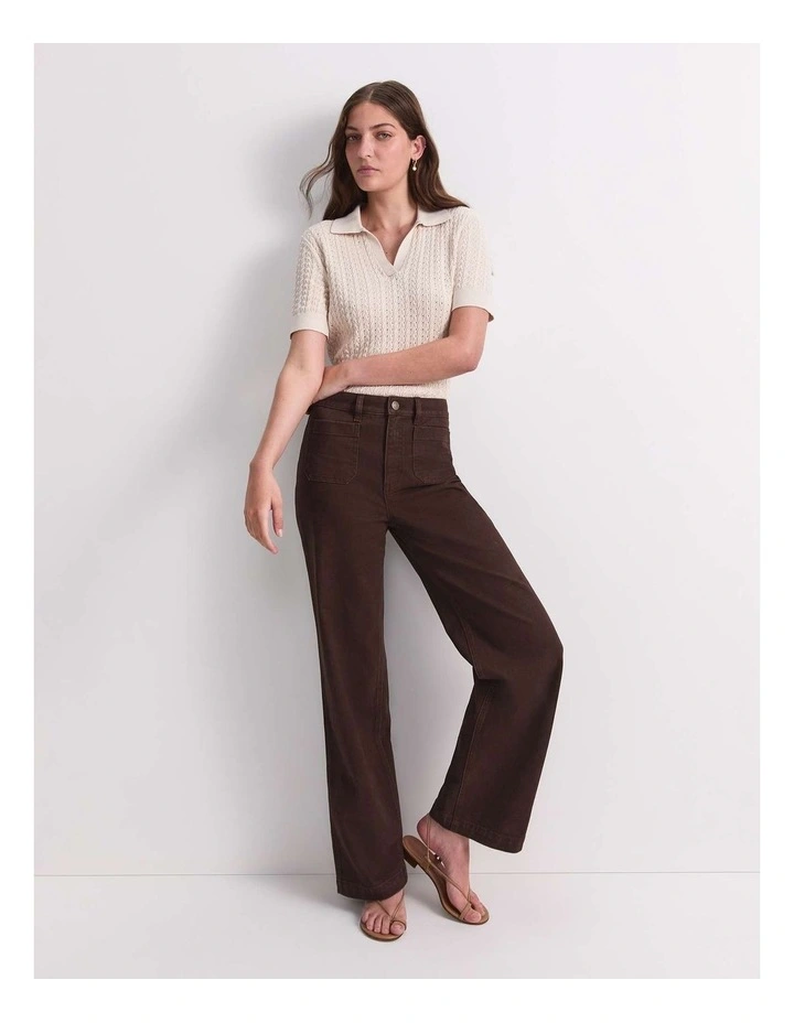 Allegra Patch Pocket Jeans in Brown image 2