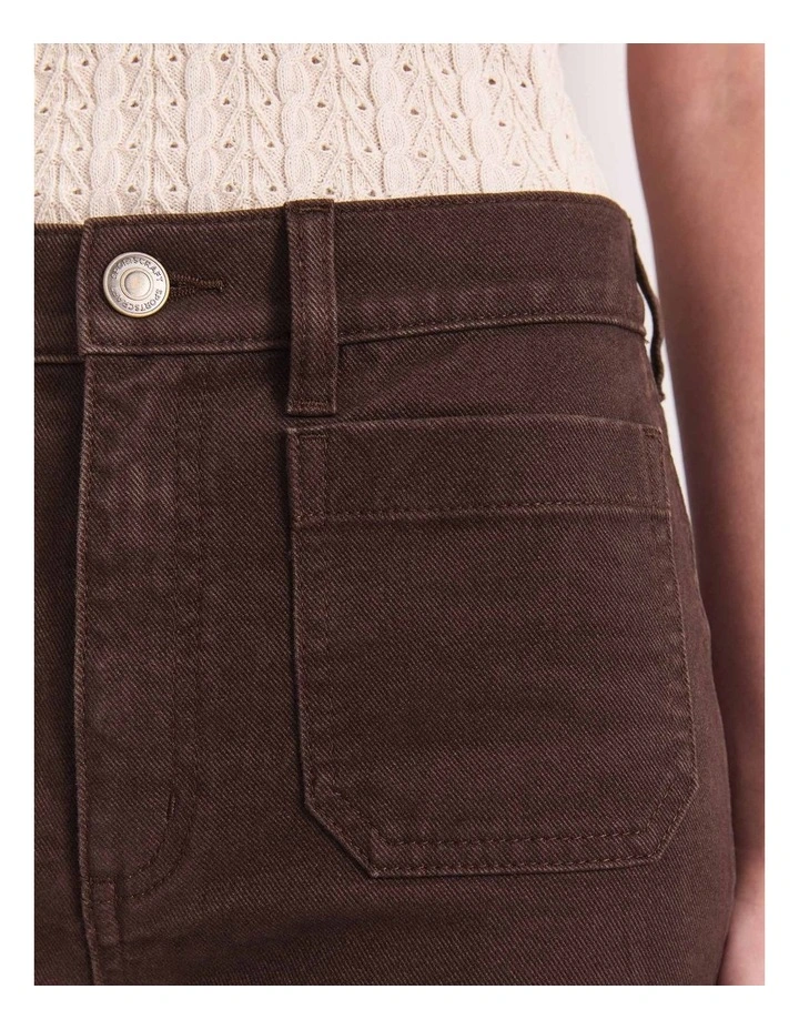 Allegra Patch Pocket Jeans in Brown image 5