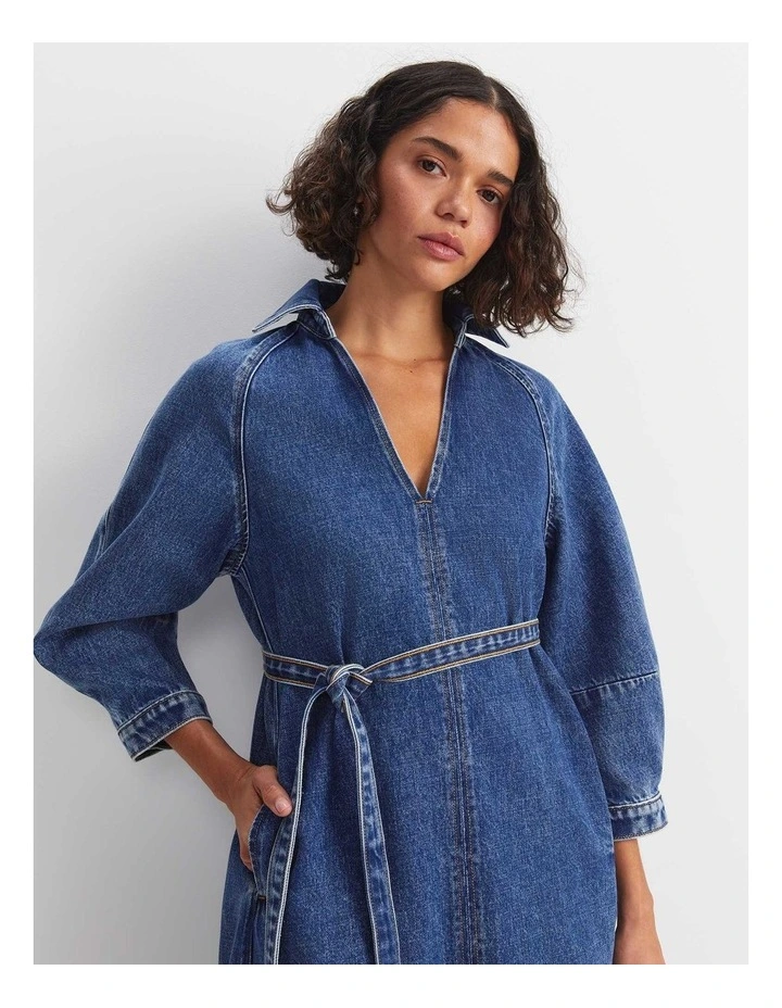Allegra Denim Mini Dress in Blue image 4