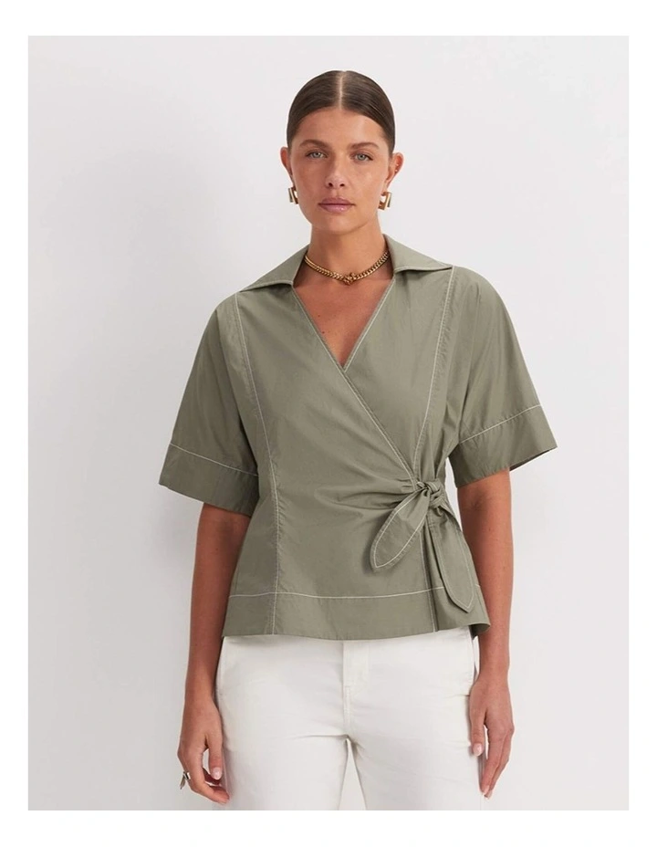 Shiloh Wrap Top in Green image 1