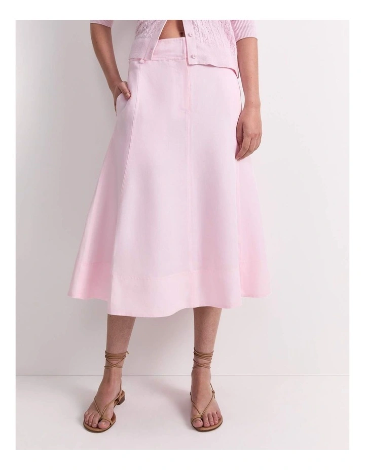 Vallerina Fit & Flare Midi Skirt in Pink image 1