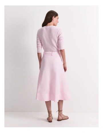 Vallerina Fit & Flare Midi Skirt in Pink