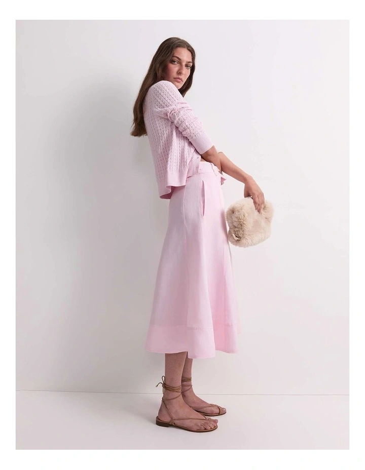 Vallerina Fit & Flare Midi Skirt in Pink image 4