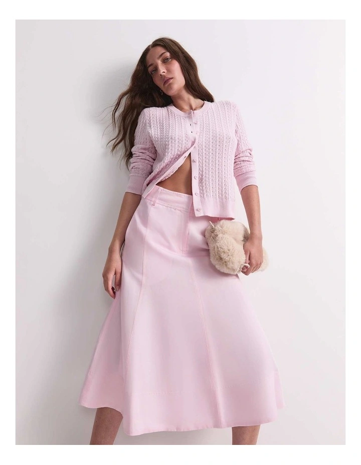 Vallerina Fit & Flare Midi Skirt in Pink image 5