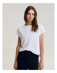 Alexa Slub Cotton Tee in White
