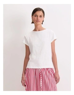 Alexa Slub Cotton Tee in White
