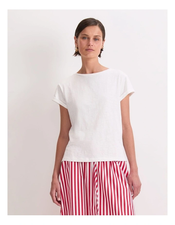 Alexa Slub Cotton Tee in White image 1