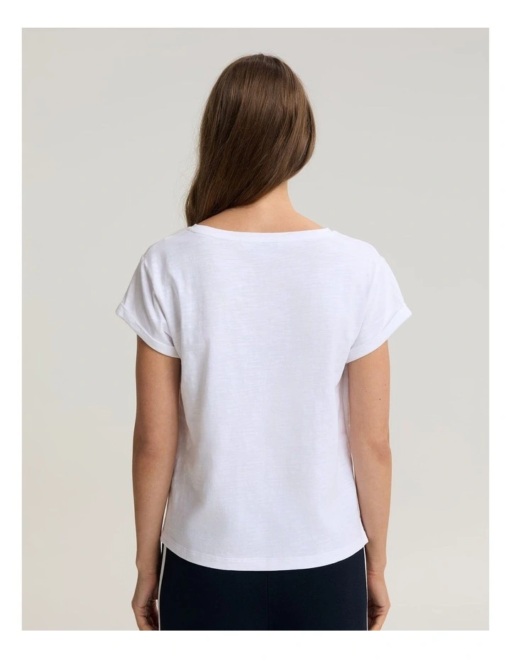 Alexa Slub Cotton Tee in White image 2