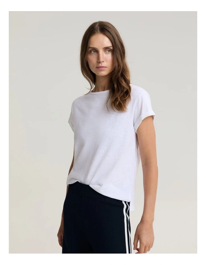 Alexa Slub Cotton Tee in White image 4