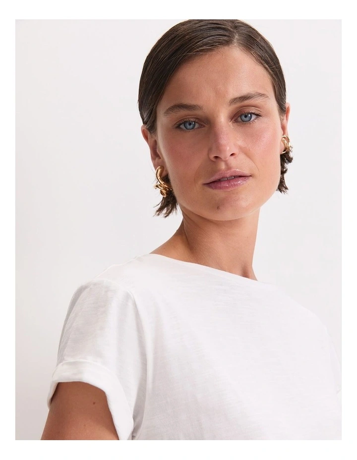 Alexa Slub Cotton Tee in White image 4