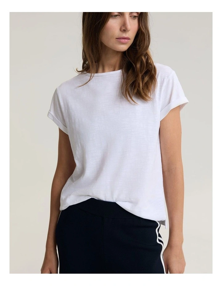 Alexa Slub Cotton Tee in White image 5