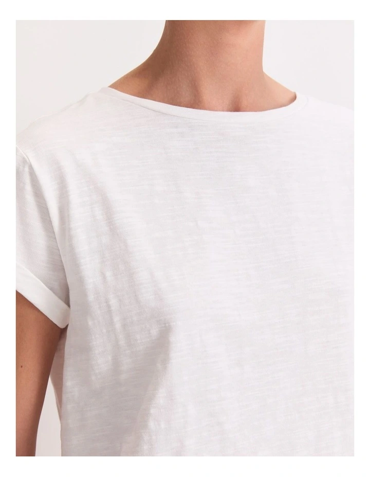 Alexa Slub Cotton Tee in White image 5