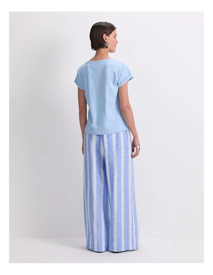 Alexa Slub Cotton Tee in Aqua image 2