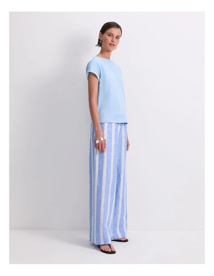 Alexa Slub Cotton Tee in Aqua image 3