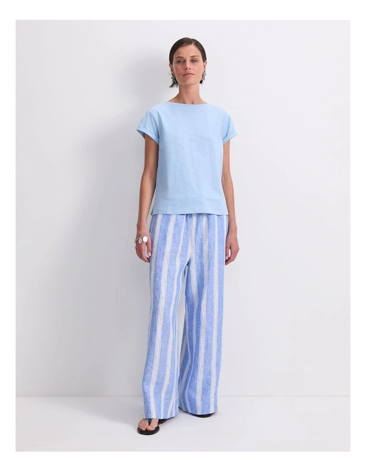 Alexa Slub Cotton Tee in Aqua image 4