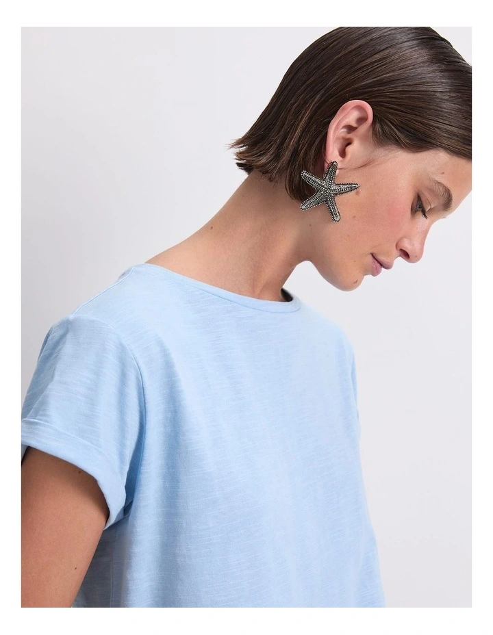 Alexa Slub Cotton Tee in Aqua image 5