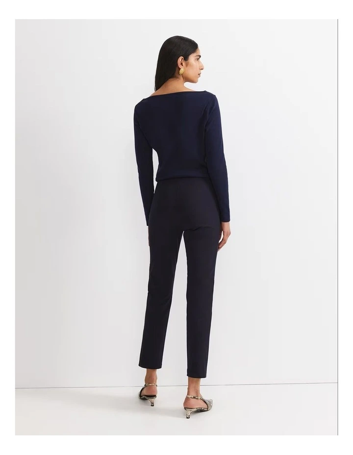 Felicity Flat Front Slim Pant in Navy image 2