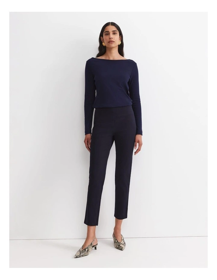 Felicity Flat Front Slim Pant in Navy image 4