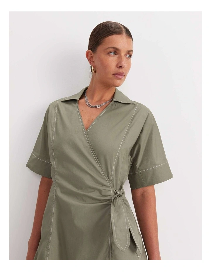 Shiloh Wrap Midi Dress in Green image 3