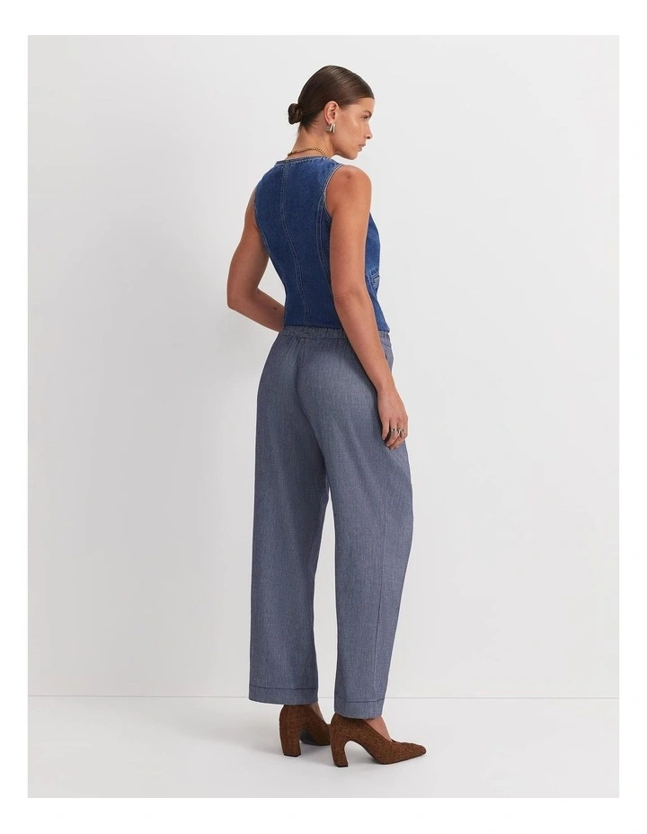 Rosa Elasticated Linen Pant in Blue image 2