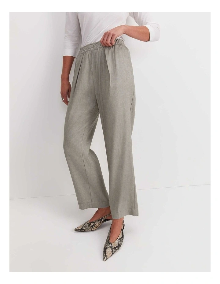 Rosa Elasticated Linen Pant in Green image 1