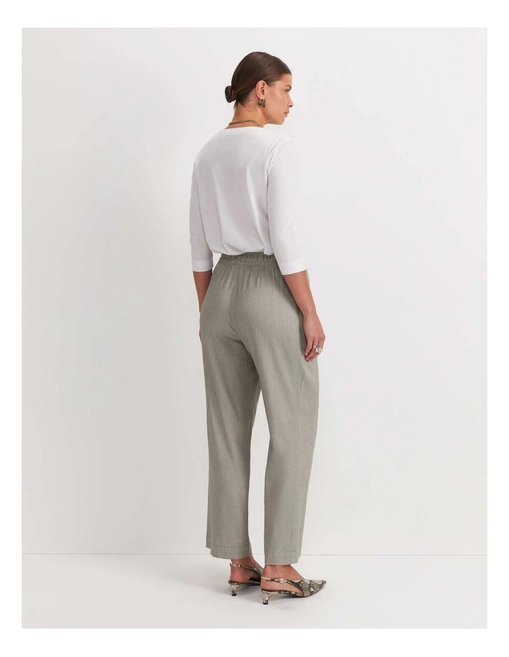 Rosa Elasticated Linen Pant in Green image 2
