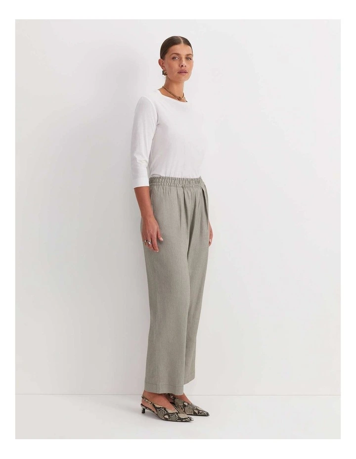 Rosa Elasticated Linen Pant in Green image 4