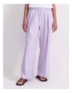 Rosa Straight Linen Pant in Purple