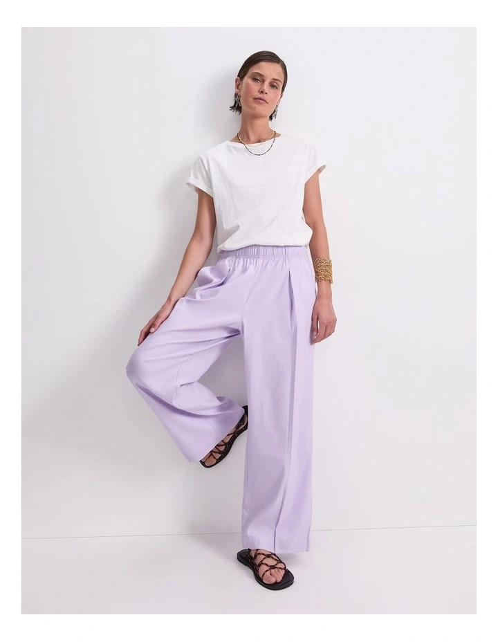 Rosa Straight Linen Pant in Purple image 3