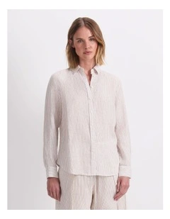 Dahlia Stripe Linen Shirt in Natural/Ivory