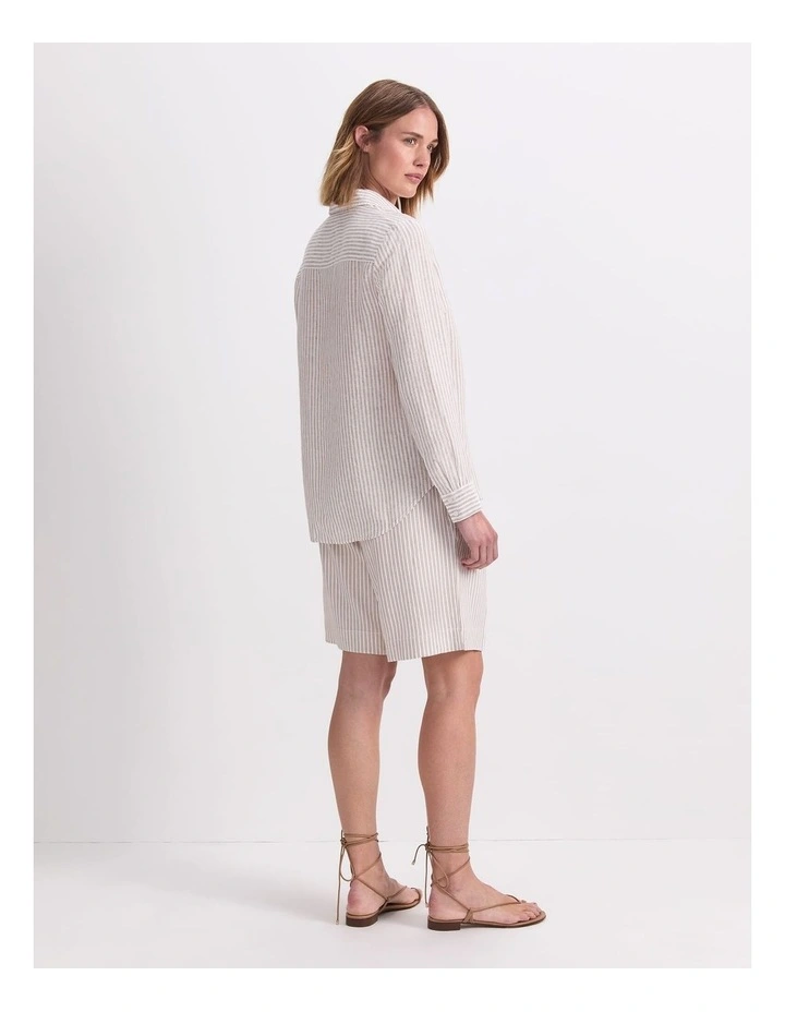 Dahlia Stripe Linen Shirt in Natural/Ivory image 2