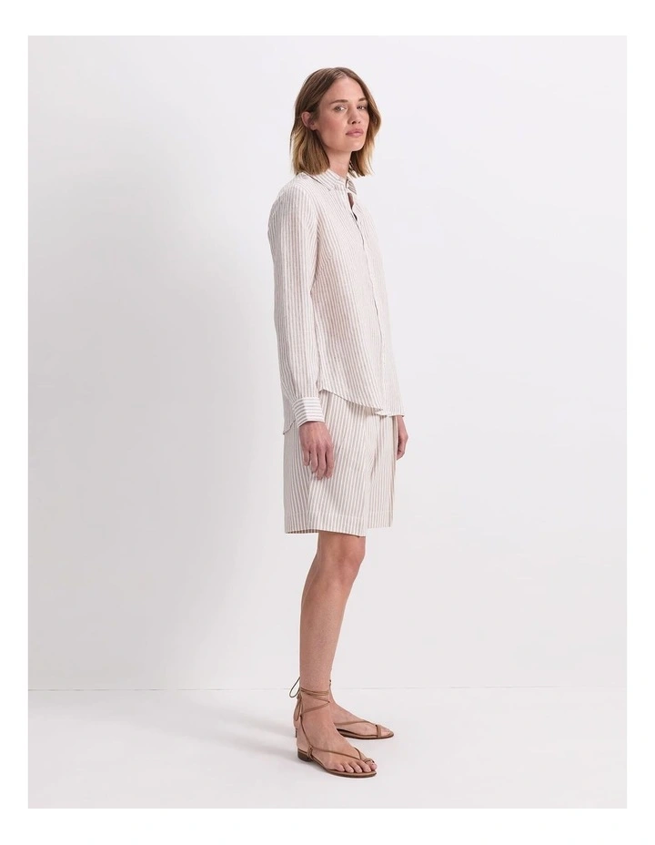 Dahlia Stripe Linen Shirt in Natural/Ivory image 3
