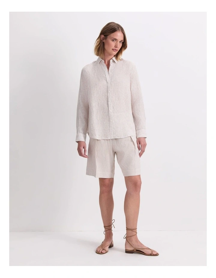 Dahlia Stripe Linen Shirt in Natural/Ivory image 4