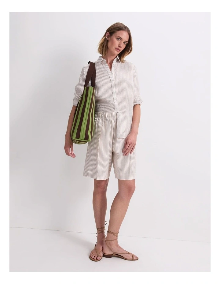 Dahlia Stripe Linen Shirt in Natural/Ivory image 5
