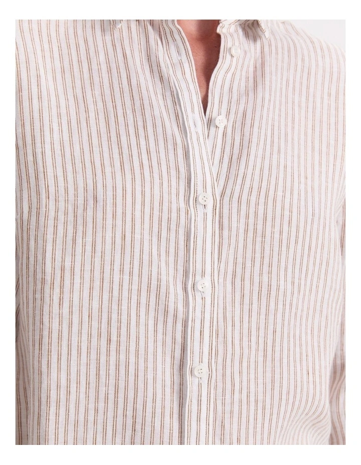 Dahlia Stripe Linen Shirt in Natural/Ivory image 7