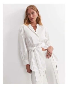 Amelie Tie-Waist Blouse in White