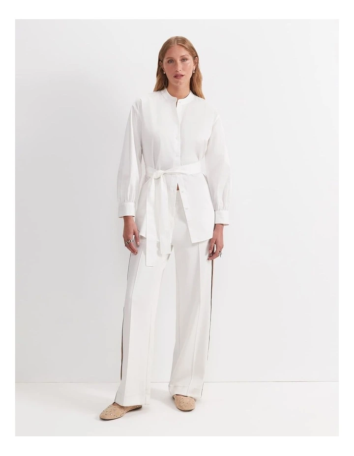 Amelie Tie-Waist Blouse in White image 4